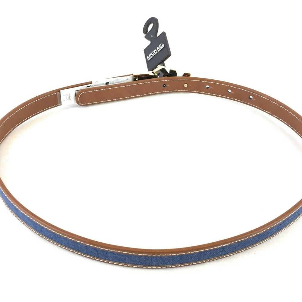 MK Logo Denim BrownTwist ReversibleBelt Small NWT - Picture 2 of 3